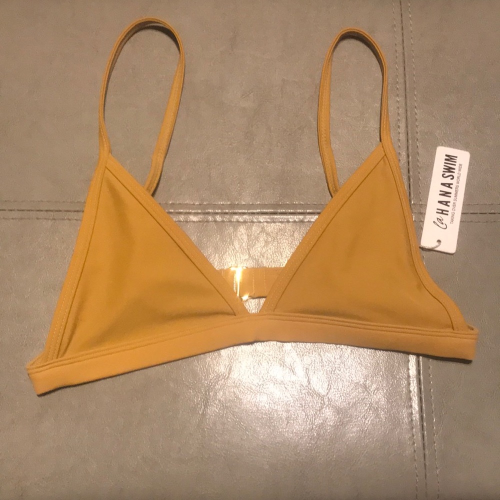 LaHana Swim bikini triangle mustard top size small